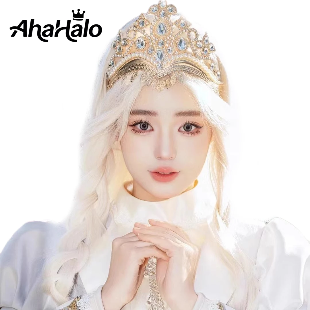 Baroque Vintage Crystal Queen Crowns Women Princess Crown Tiaras Bride Wedding Hair Accessories Girls Birthday Party Prom