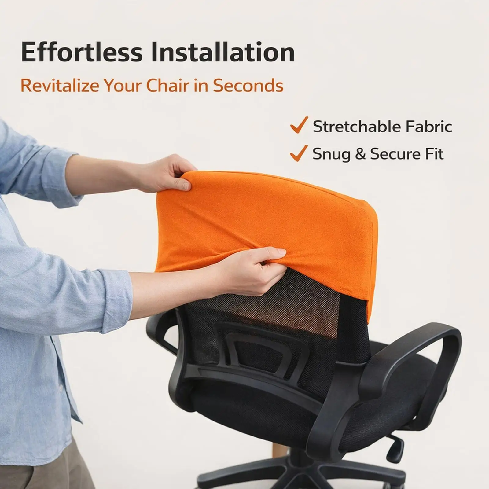 Office Chair Backrest Cover Decorative Washable Protective Decoration Computer Chair Back Slipcover Protector for Study Room