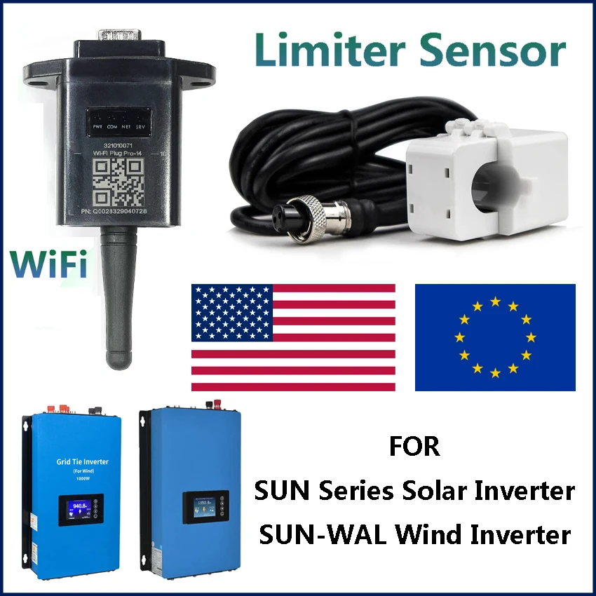 WiFi Plug Limiter Sensor For SUN WAL 1000W 2000W MPPT Wind Grid Tie Inverter 1KW SUN Series Solar Inverter Limit Clamp