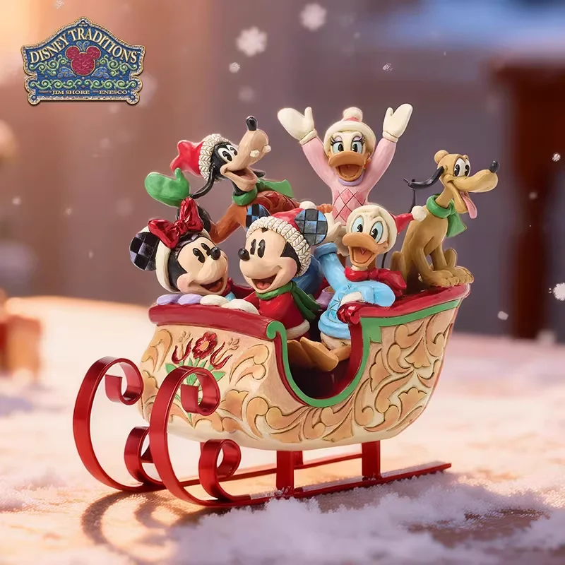 

Disney Traditions Mickey And Friends Christmas Sleigh Figurine Resin Collectible Artisan New Year Gift For Disney Fans