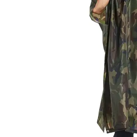 Camouflage Tear Resistant Raincoat Three In One For Moisture Proof Canopy With Elastic Cuffs For Mountaineering Fishing Camping