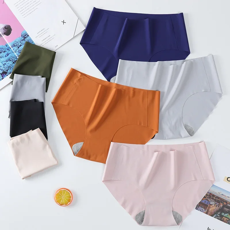 New Size Ice Silk Solid Absorb a Small Amount Physiological Period Leak Proof Menstrual Women's Panties Underwear Breifs