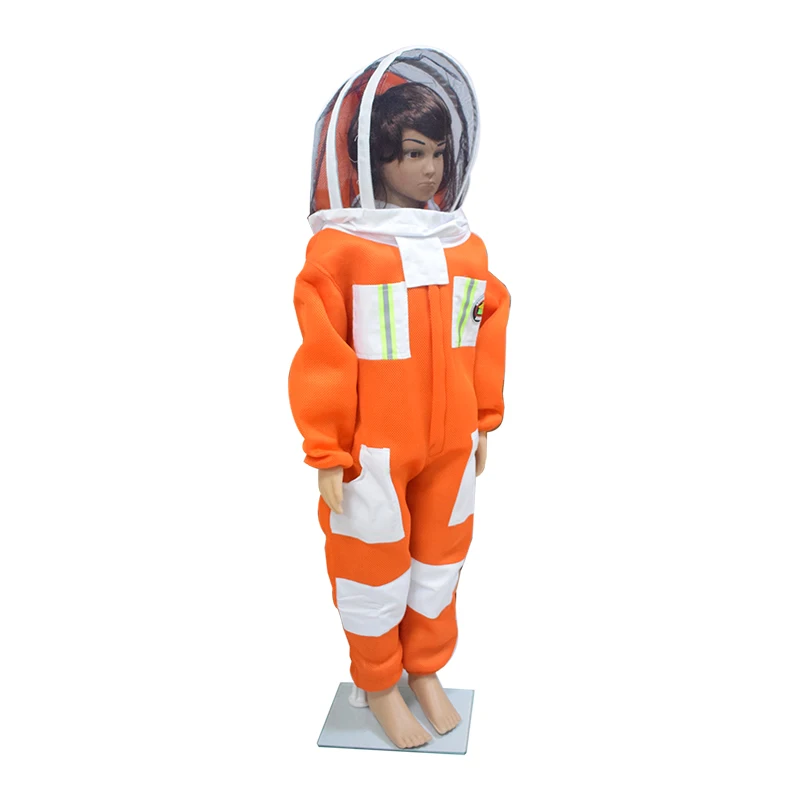 Kids Full Body 3D Air Cotton Fabric Ventilated Beekeeping Suits Bee Suits with Self Supporting Fencing Veil Hood for Children