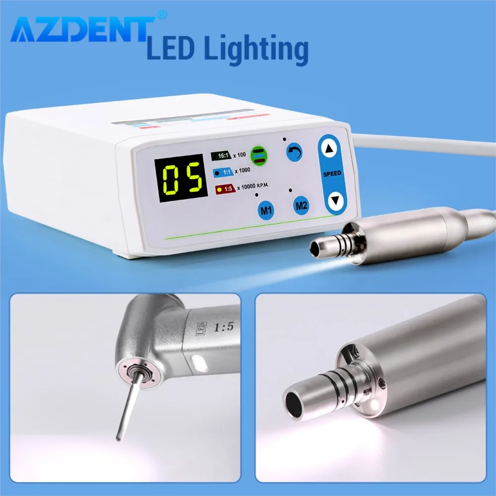 Dental LED Brushless Electric Micro Motor AZDENT Internal Spray 2/4 Holes fit 1:1/1:5/16:1 Handpiece Dentistry Tool for Dentists