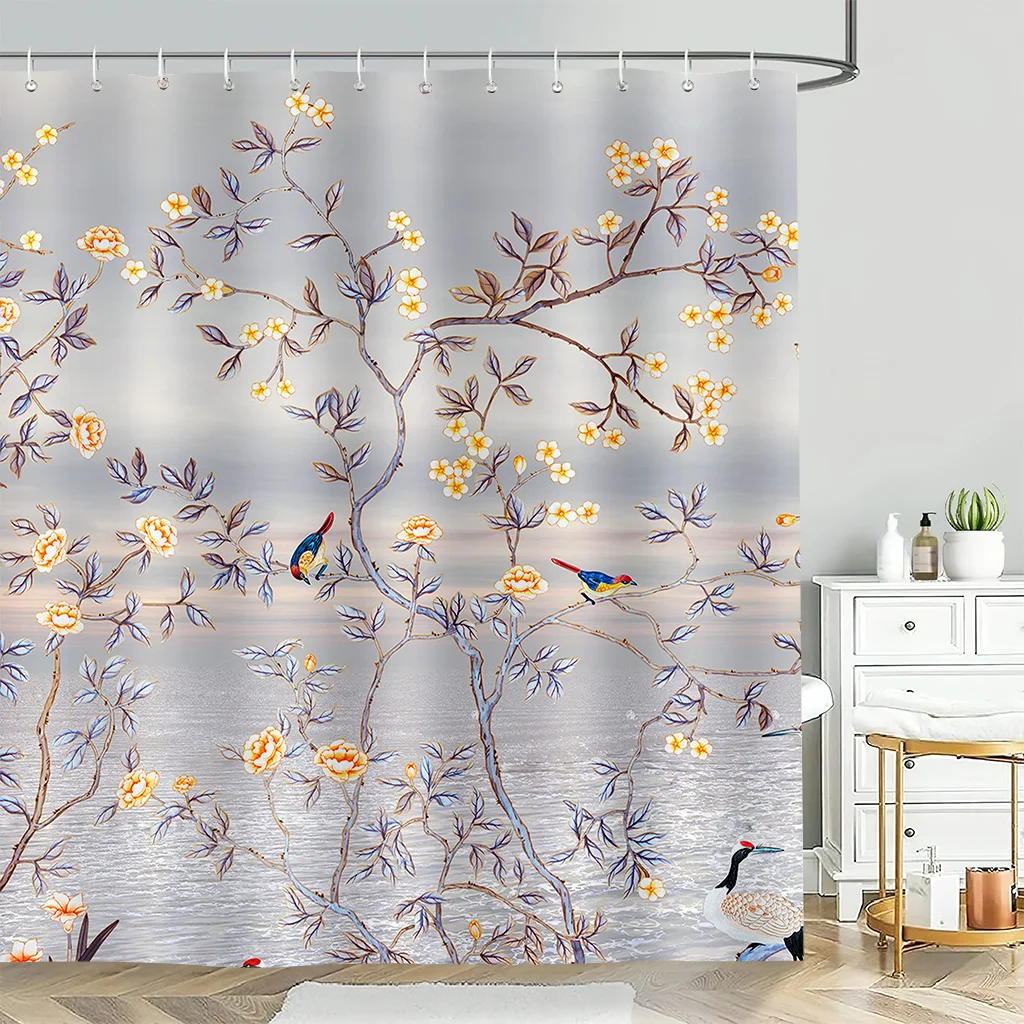 

1PCS Tropical Vegetation Floral 3d Printed Shower Curtain, Bathroom Bathtub Waterproof Curtain With Hooks, Custom Shower Curtain