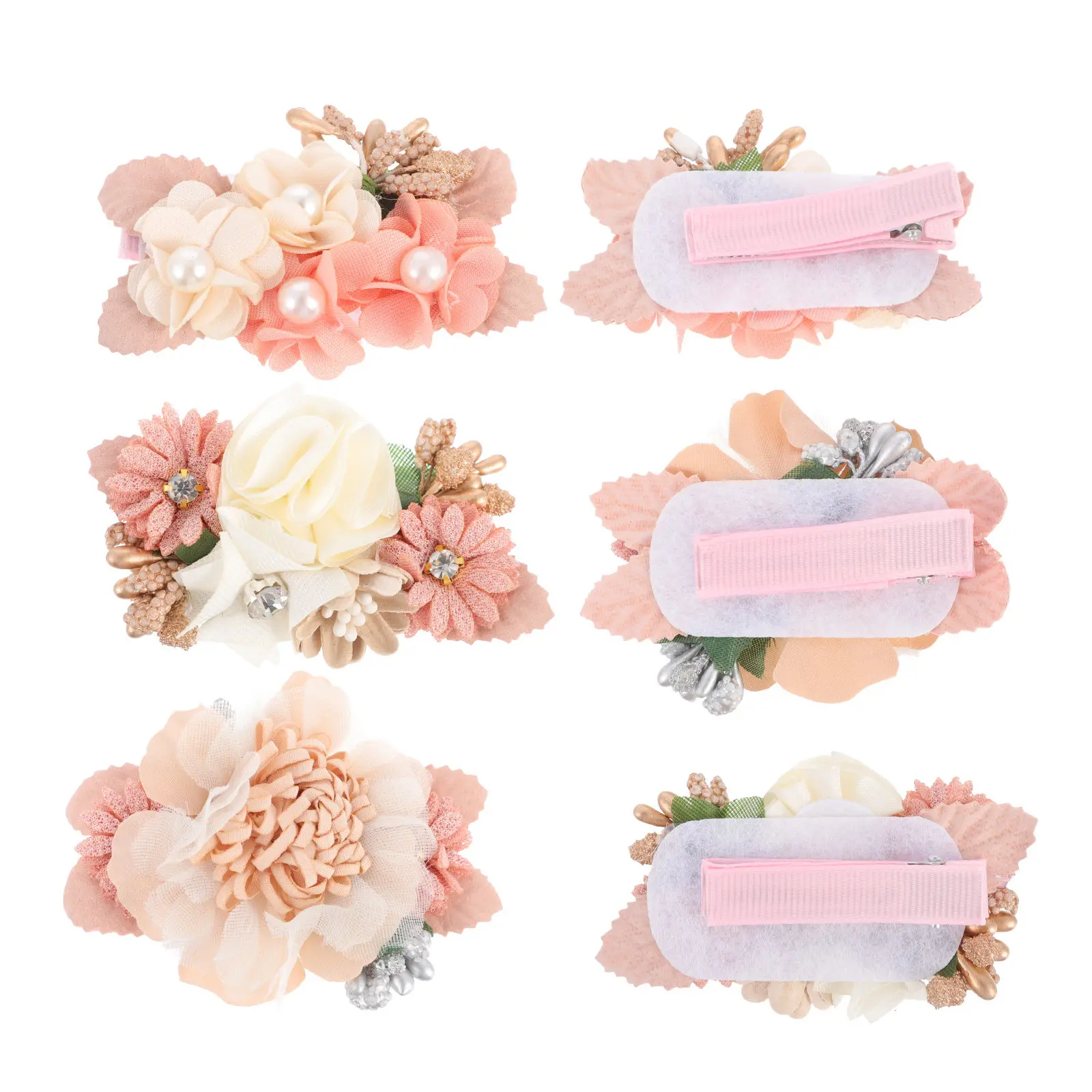 3Pcs Artificial Flower Children Headdress Premium Cloth Floral Hair Clips Wedding Banquet Dance Party Photo Props Faux Flower