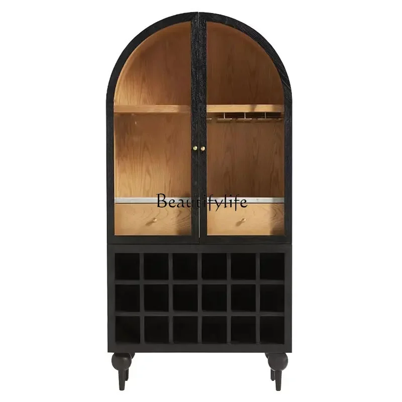 

Nordic Arched Door Double Door Wine Cabinet Quiet Wind High Cabinet Storage French American