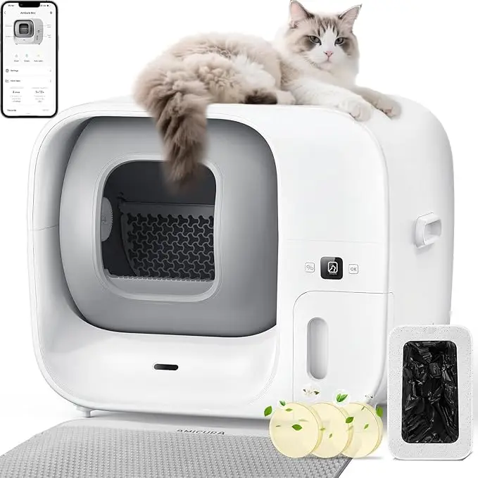 

Self-Cleaning Cat Litter, Cura 3 Self-Cleaning Cat Litter Box with Automatic Packaging System, TUV Safety Certification