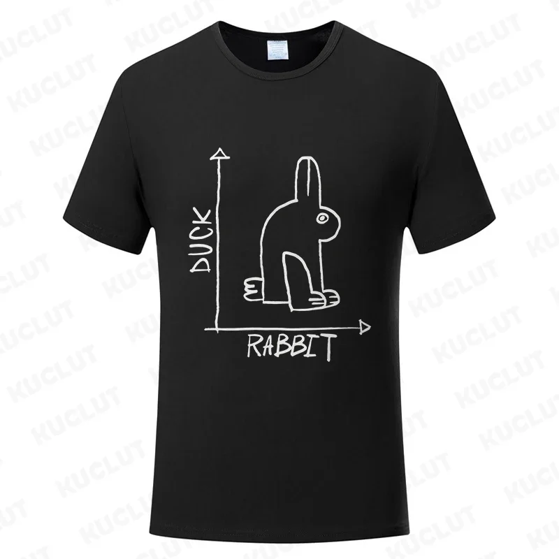 Mens Funny T-Shirt Rabbit Duck Design Regular T-shirts Short Sleeve Clothing Fashion Casual T-shirts Bunny Cartoon Fashion Tops