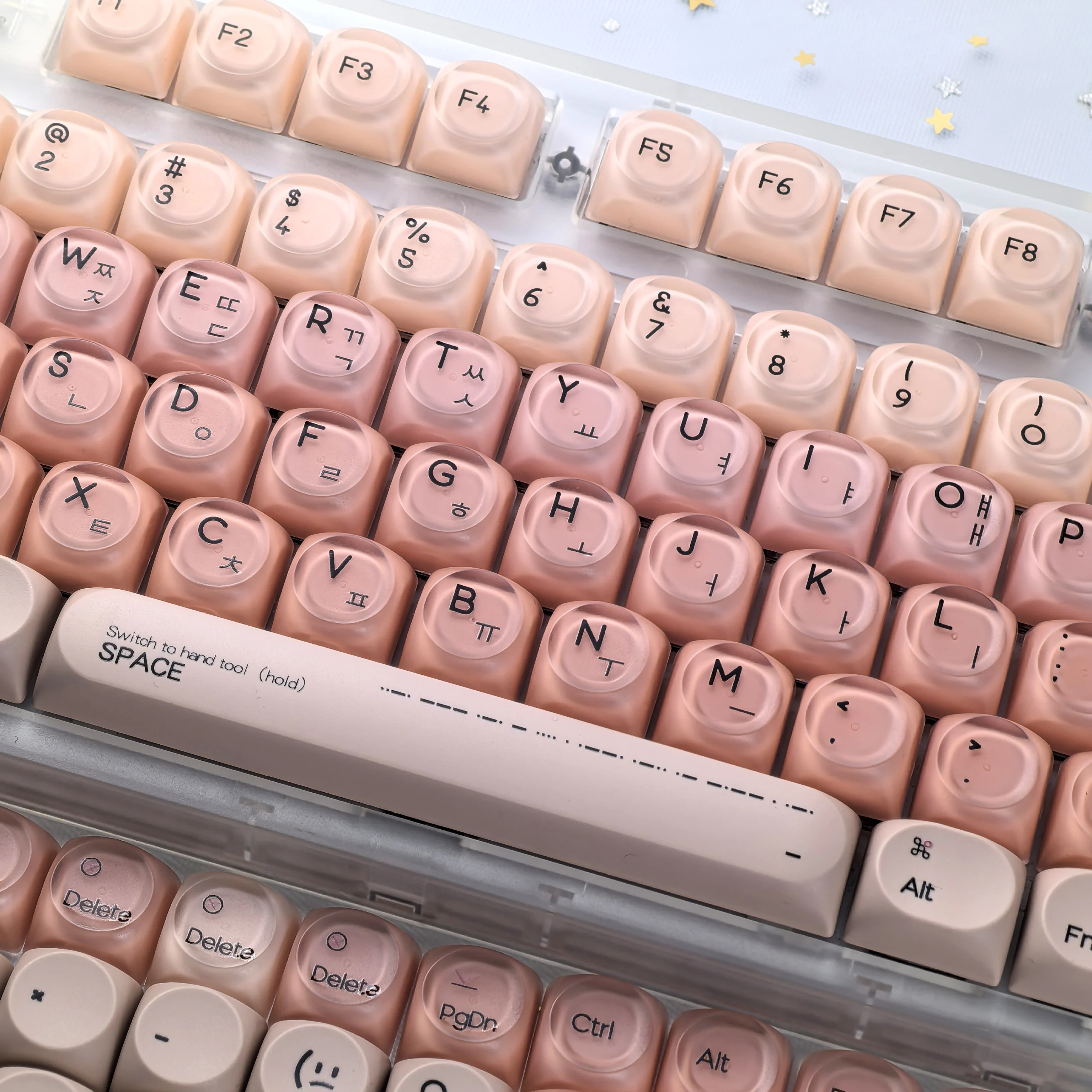 Capuchons de touches coréens roses, fond de teint liquide, 136 touches Hoa Pbt + Pc, ronds, mignons, pour clavier mécanique Mx