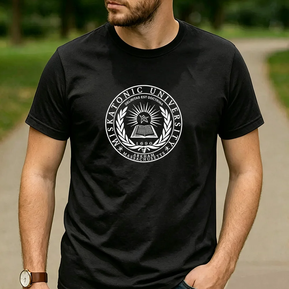 Miskatonic University Arkham Massachusetts 1690 Occult Graphic T Shirt Unisex Cotton Dark Horror Lovecraft Fan Vintage Tee