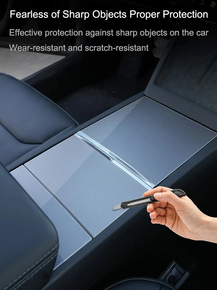 TPU Schutzfolie für Tesla Model Y Juniper & Model 3 Highland 2025 Mittelkonsole Anti-Kratz-Aufkleber – Detail 4