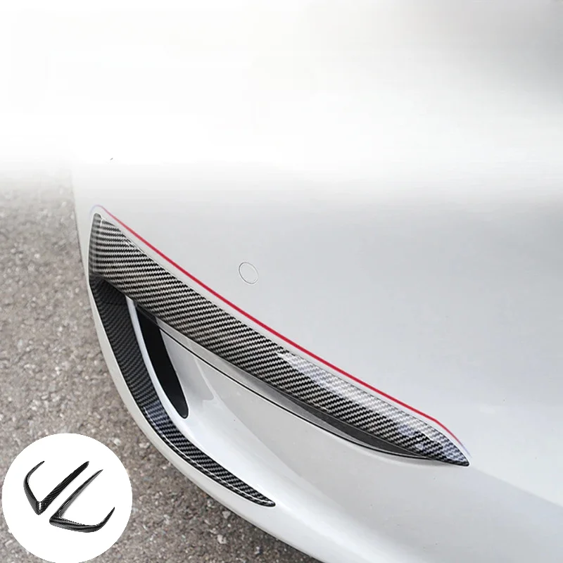 Windmes Voor Tesla Model Y Voorbumper Cover Mistlamp Wenkbrauw Spoiler Blad Sticker Trim Abs Auto Modificatie Zwart 2018-2023