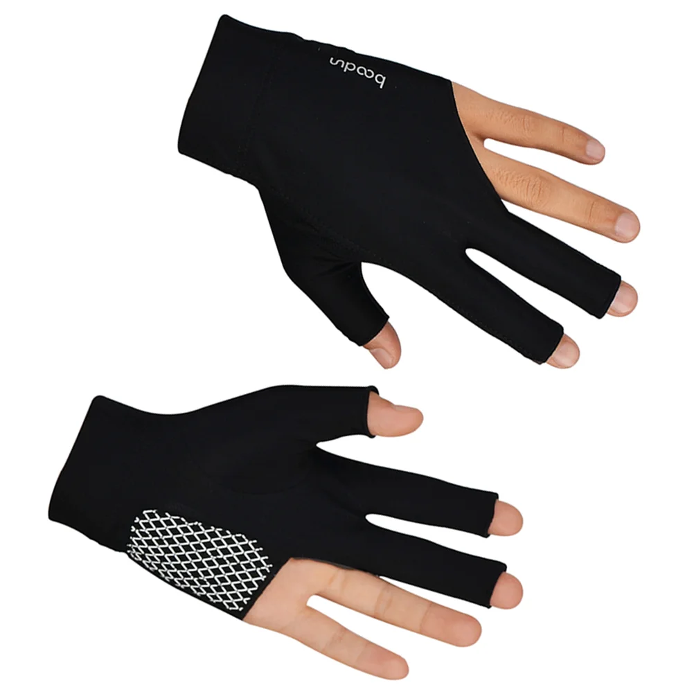 Billiards Accessory 3 Finger Glove Fingers Gloves Fingerless Black Cue Three-finger Easy to Carry