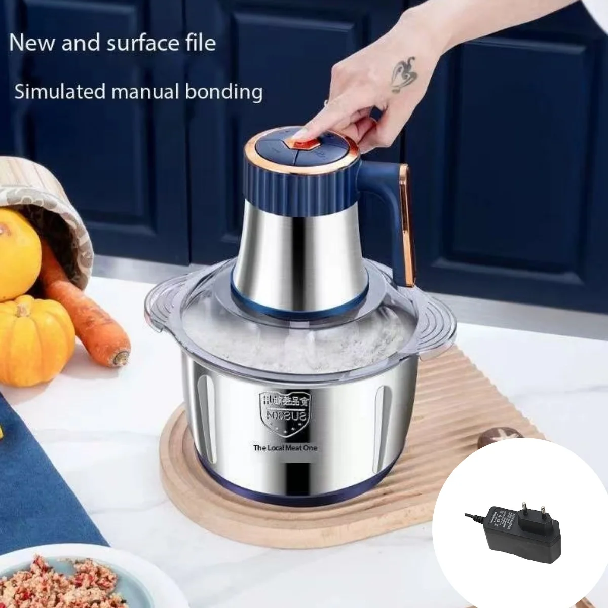 Household stainless steel meat grinder 1pc multifunctional cooking machine brake vegetable machine family meat grinder high powe