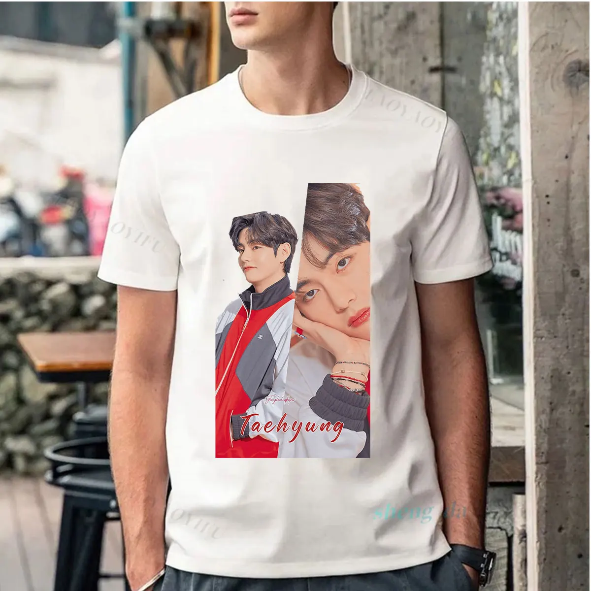 V Kim Taehyung Handsome Boy  T-Shirts Personalized Mens Clothes Cotton Streetwear Plus Size Top Tee