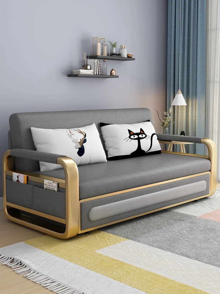 

Sofa bed, dual-purpose simple multi-functional storage, extendable living room, sliding single and double technical cloth foldab