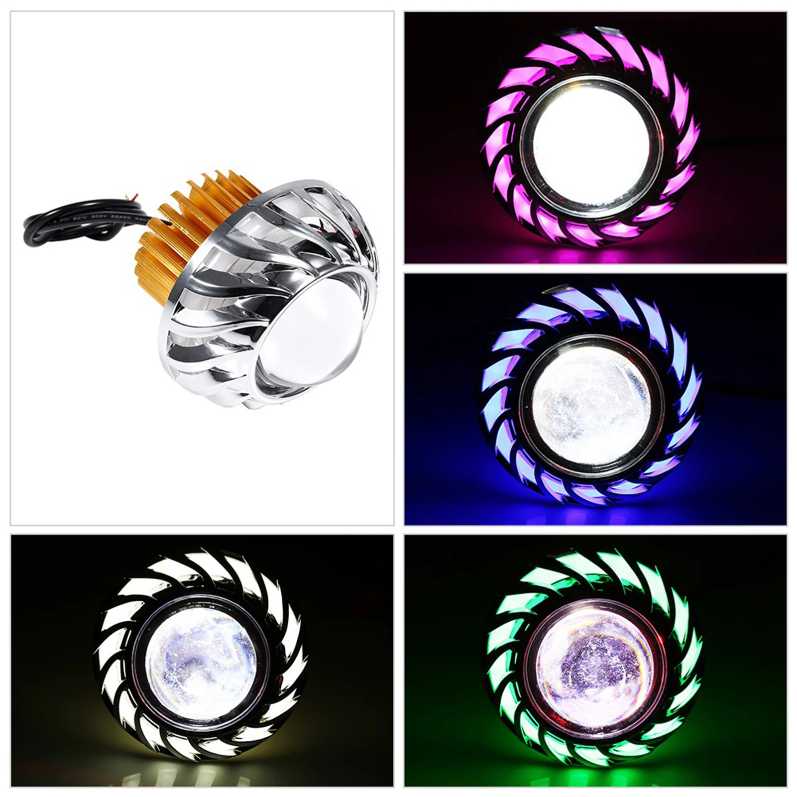 Motorcycle LED Projector Lens Motorcycle Headlight LED Projector Lens Single Halo Angel Devil Eye Spot Light LED Projector Lens
