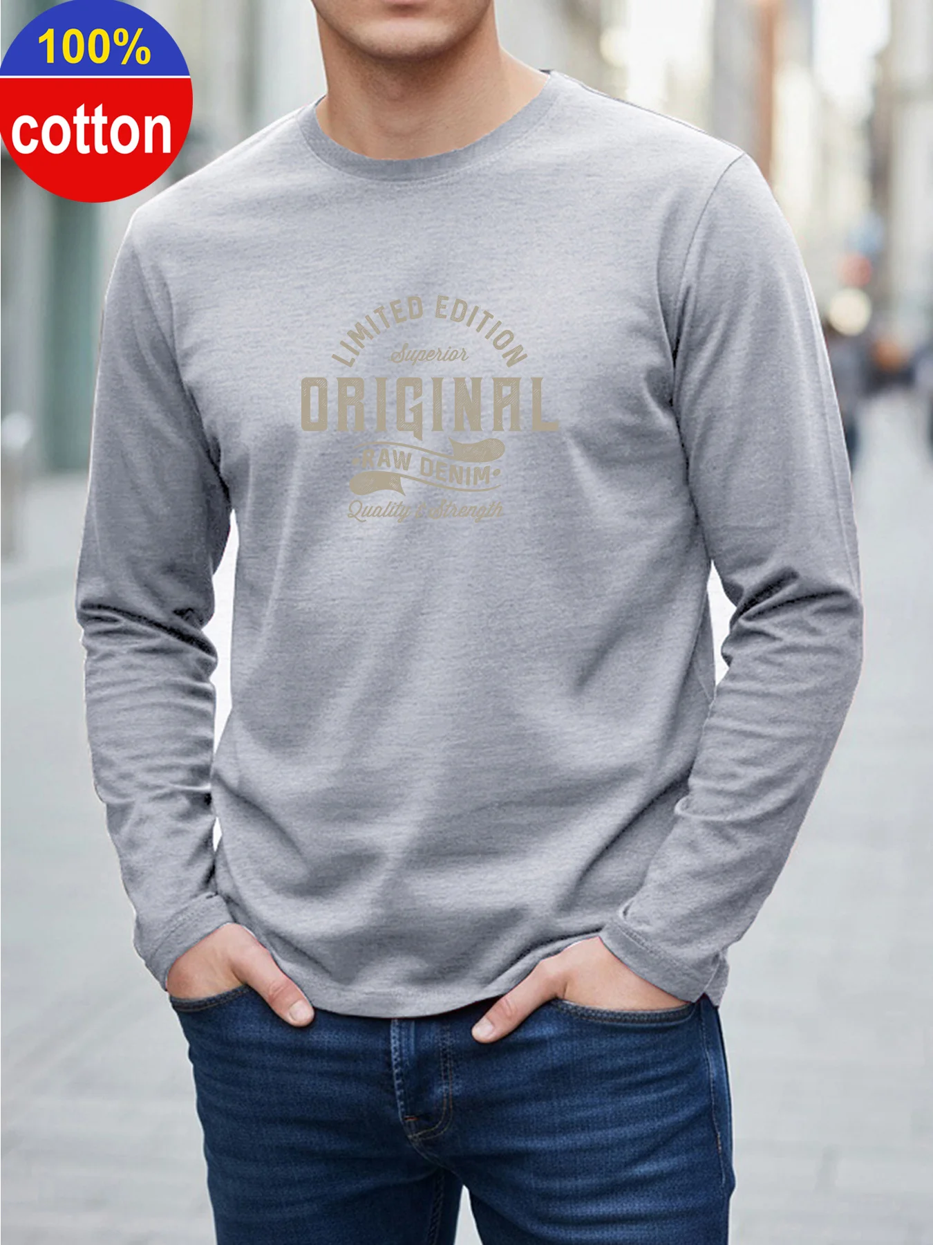 Mens 100 Pure Cotton Long Sleeve T Shirt Milan Italian Pattern Print Crew Neck Standard Size Machine Washable Comfortable Fashio