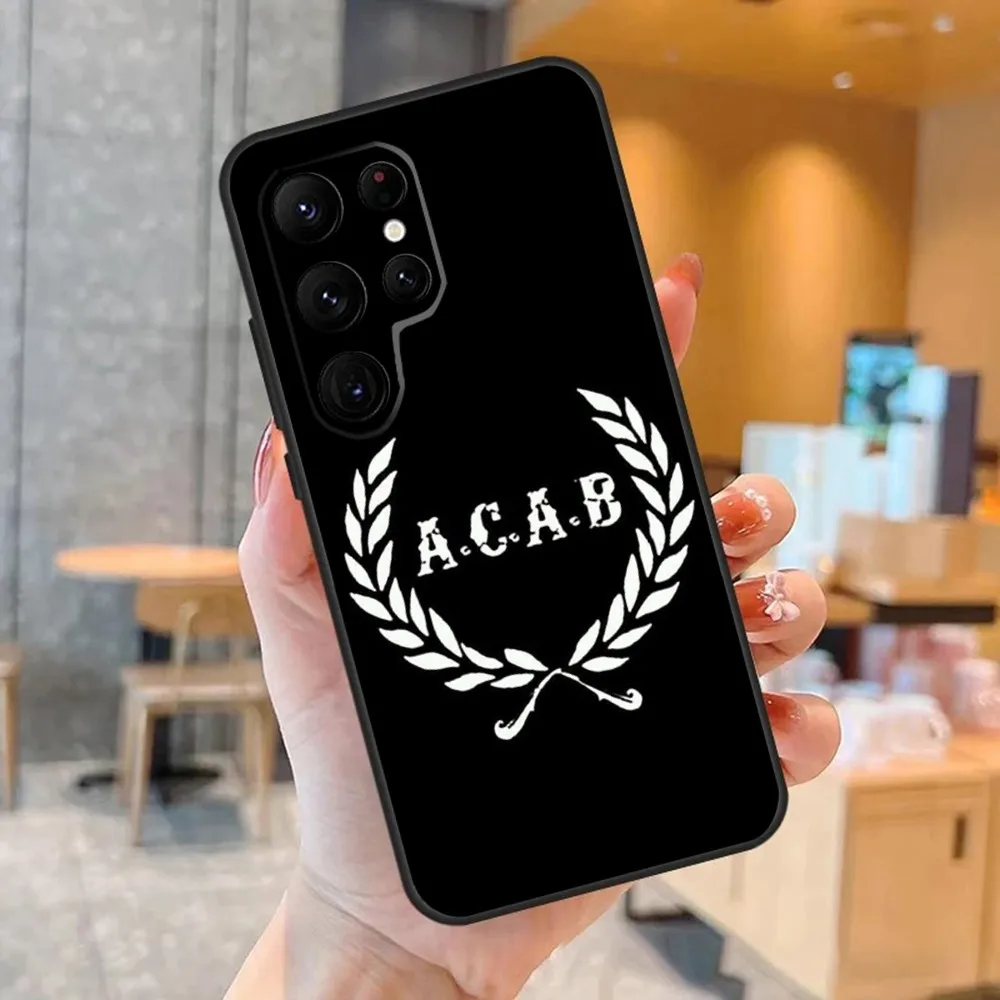 حافظة هاتف A-Acab Ultras لهاتف سامسونج S25,S24,S23,22,21,Ultra,Pro,S10,S30Plus,20lite غطاء أسود