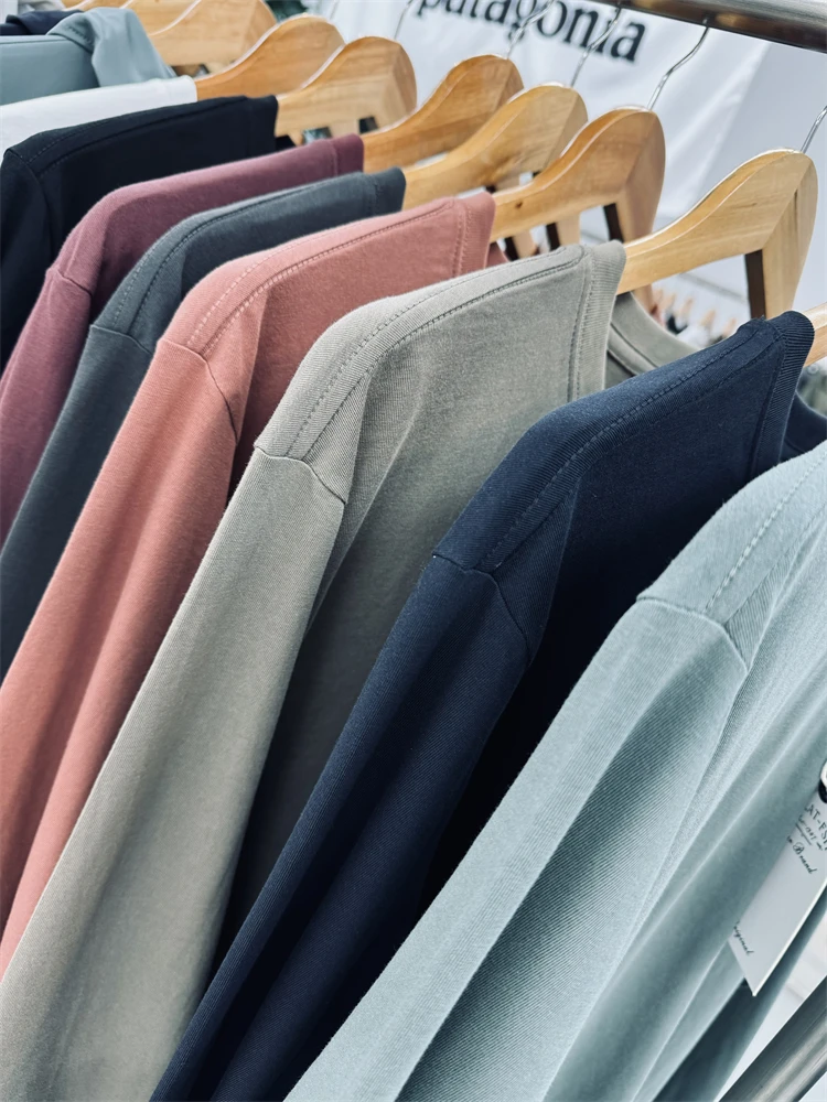 Comfortable Pure Cotton Long Sleeve round Neck T-Shirt Men's Basic Versatile Washed Combed Cotton  Color Base Shirt