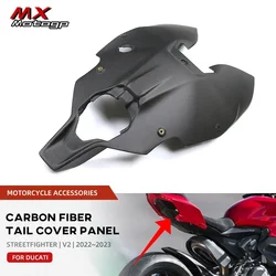 Real Carbon Fiber Motorcycle Rear Tail Seat Under Cover Panels Fairing For DUCATI Streetfighter V2 2022 2023 Motorbike Parts