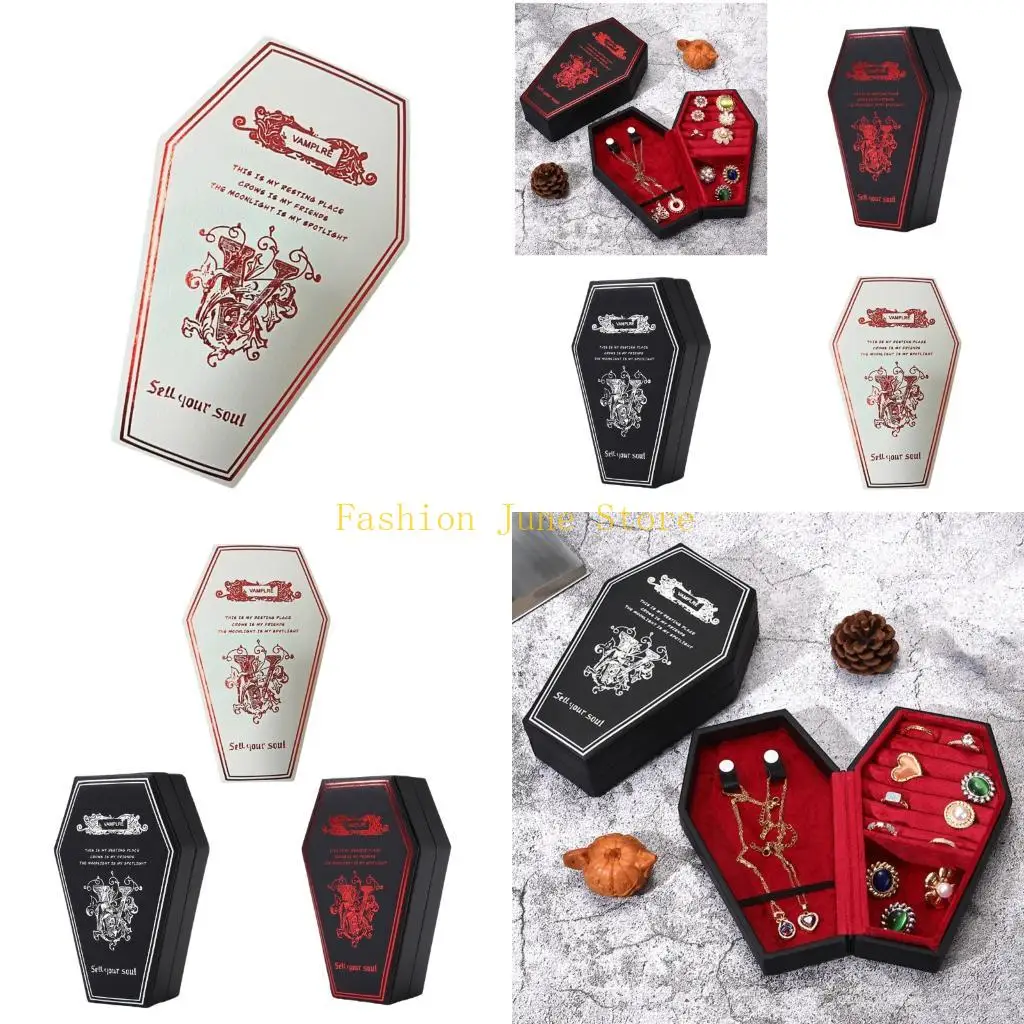 

N5KA Portable Coffin Jewelry Case Lightweight Terrifying Organizers With Sections For Daily Use And Travel Essential