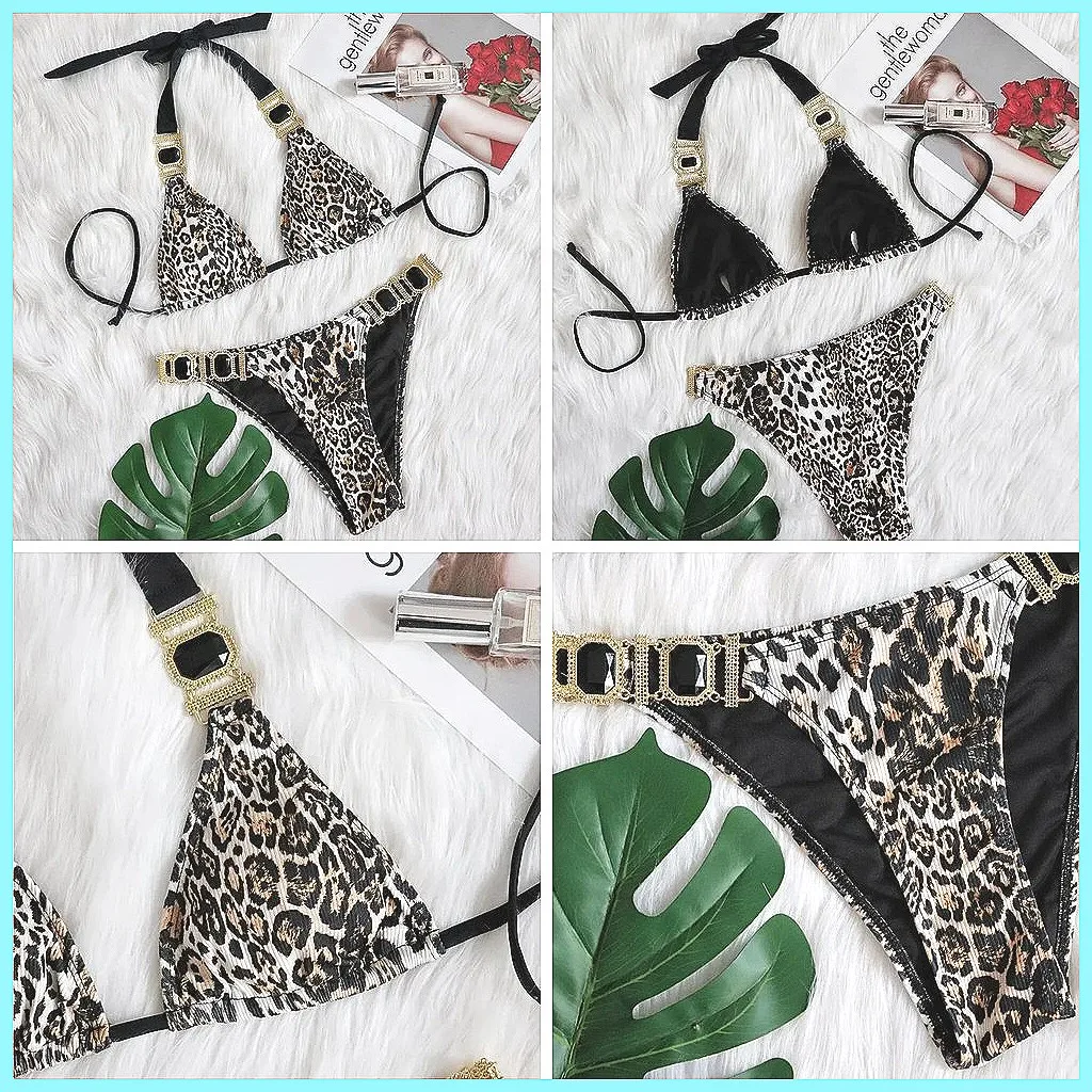 

Sexy Rhinestone Push Up Bikini Set 2026, Women's High Waist Beach Swimsuit for Summer (Characters: 68)