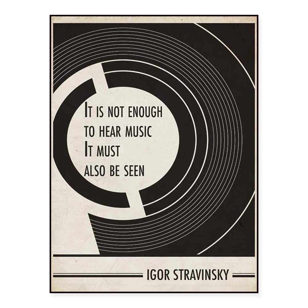 Poster Quote Igor Stravinsky The Music - Poster Typography Modern Illustration Bauhaus Literary Wall Decoration
