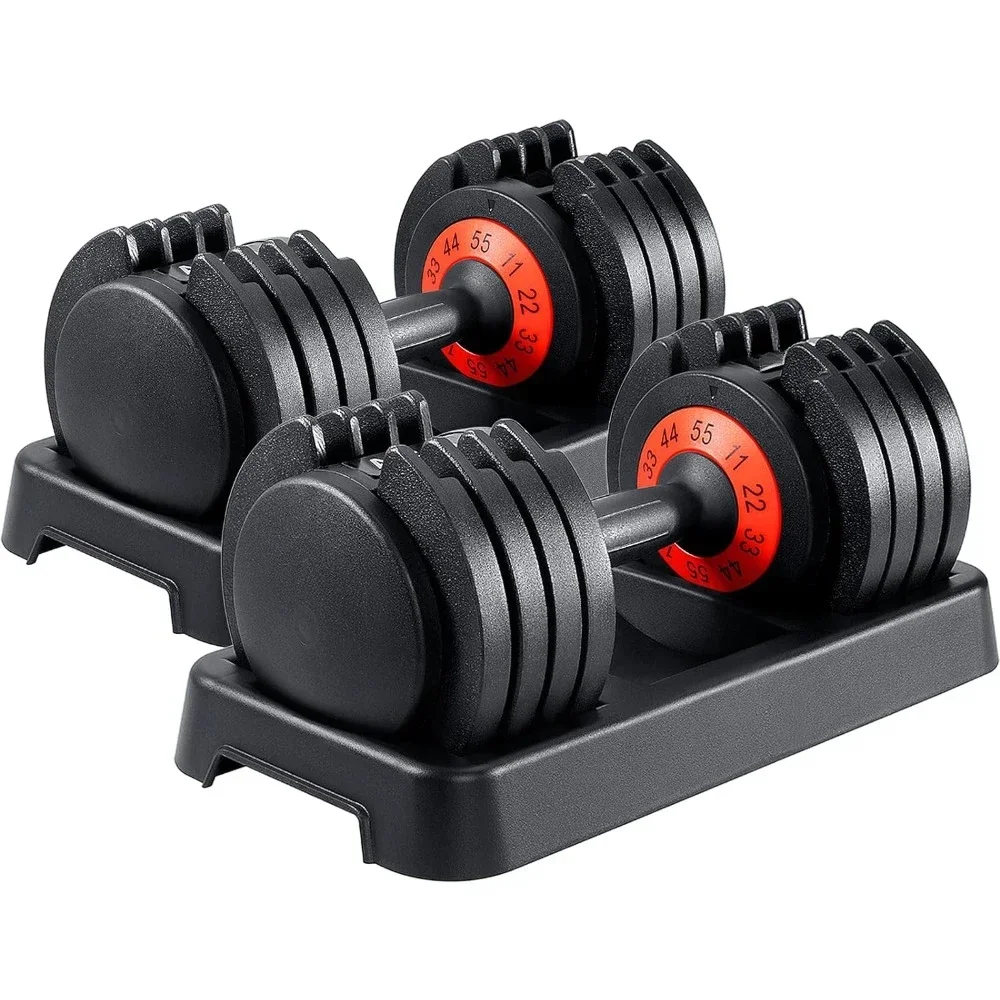 25/55 lbs Adjustable Dumbbell Set, Dumbbells Adjustable Weight with Anti-Slip Fast Adjust Turning Handle,Dumbbells Pair