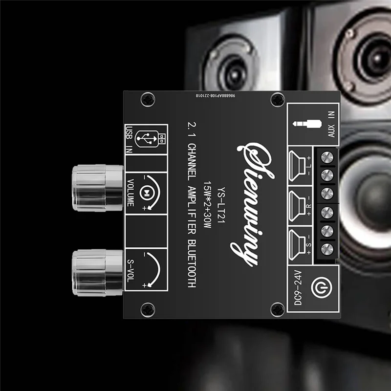 A93P YS-LT21 2.1 Channel Bluetooth Amplifier Board 15W+15W+30W with Subwoofer Knob Adjusting Encoder Audio Module DC9-24V