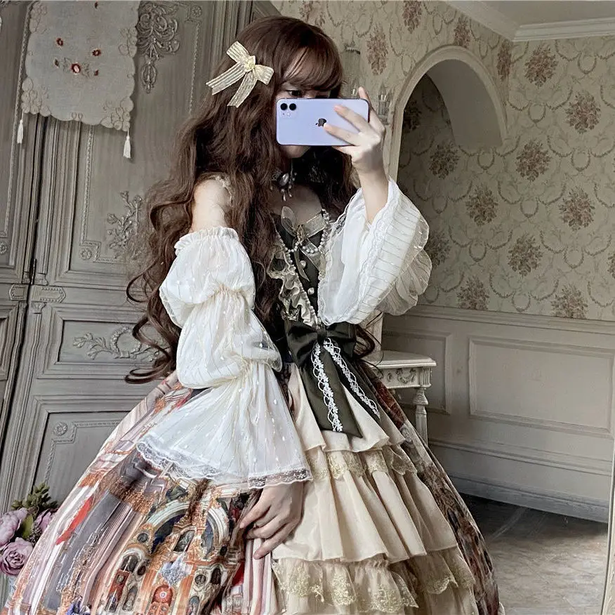 

elegant lolita dress Princess Palace Oil Painting Cla Ruffle Gorgeous Dress Court Style JSK Tea Paty Dress