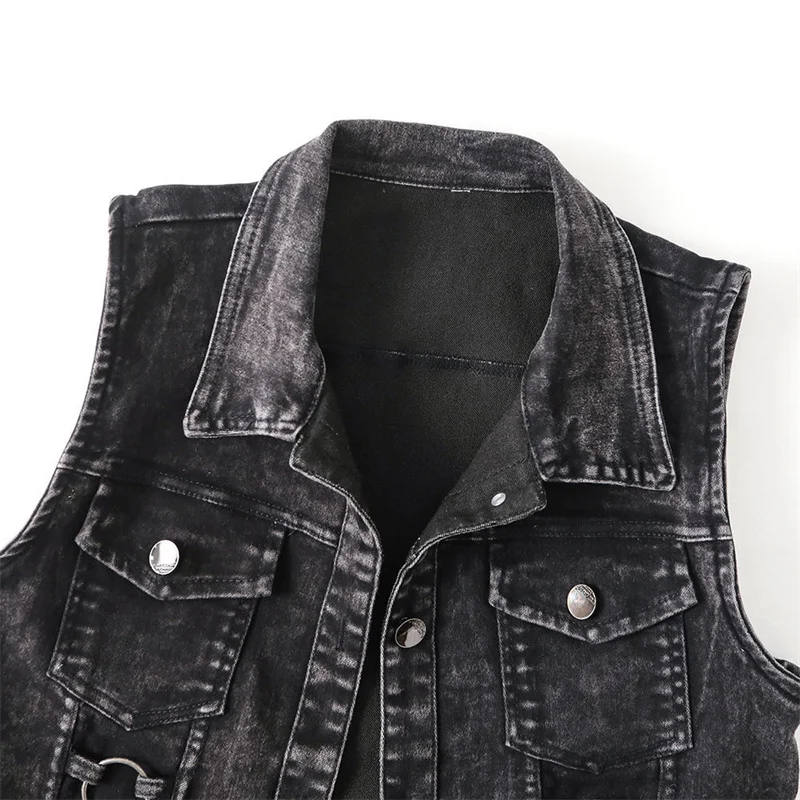 Denim Vest Female Fashion Spring Autumn Sleeveless Wild Tops Short Jacket Women Jean Waistcoat White Black S-5XL