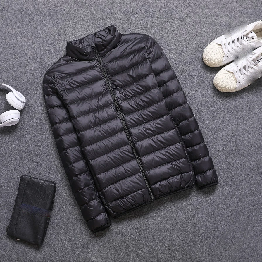 Nova marca outono inverno luz para baixo jaqueta masculina moda com capuz curto grande ultra-fino leve juventude casaco fino para baixo jaquetas