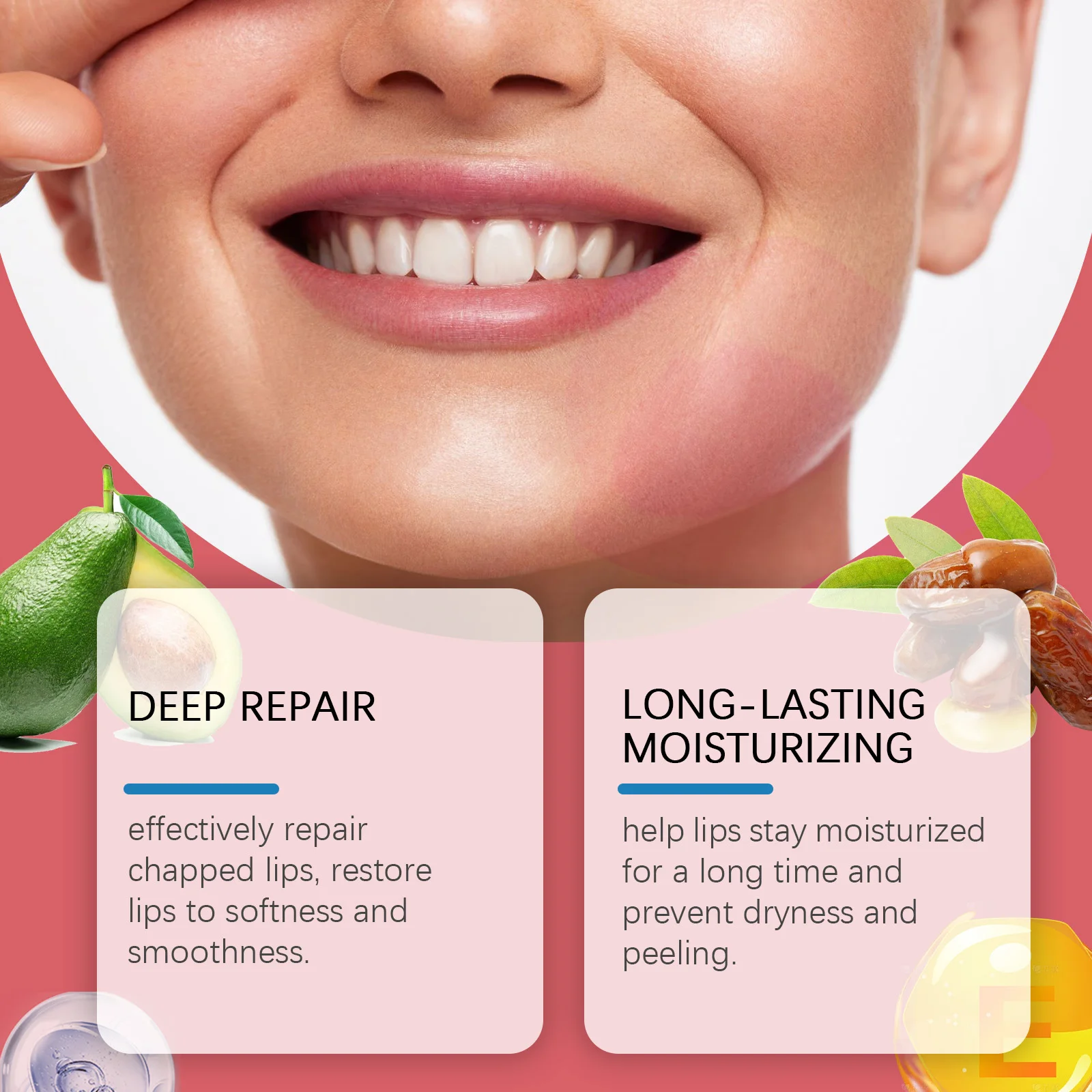 فيتامين E بلسم الشفاه تحسين بلادة مكافحة تكسير تقليل خطوط الشفاه ترطيب منع جفاف مغذي الجمال الصحة المنتج #3