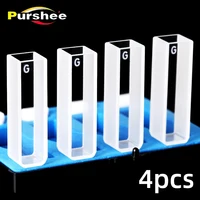 4 celdas de cubetas de vidrio con tapa y fondo redondo (10 mm)/a juego con espectrofotómetro sin pegamento