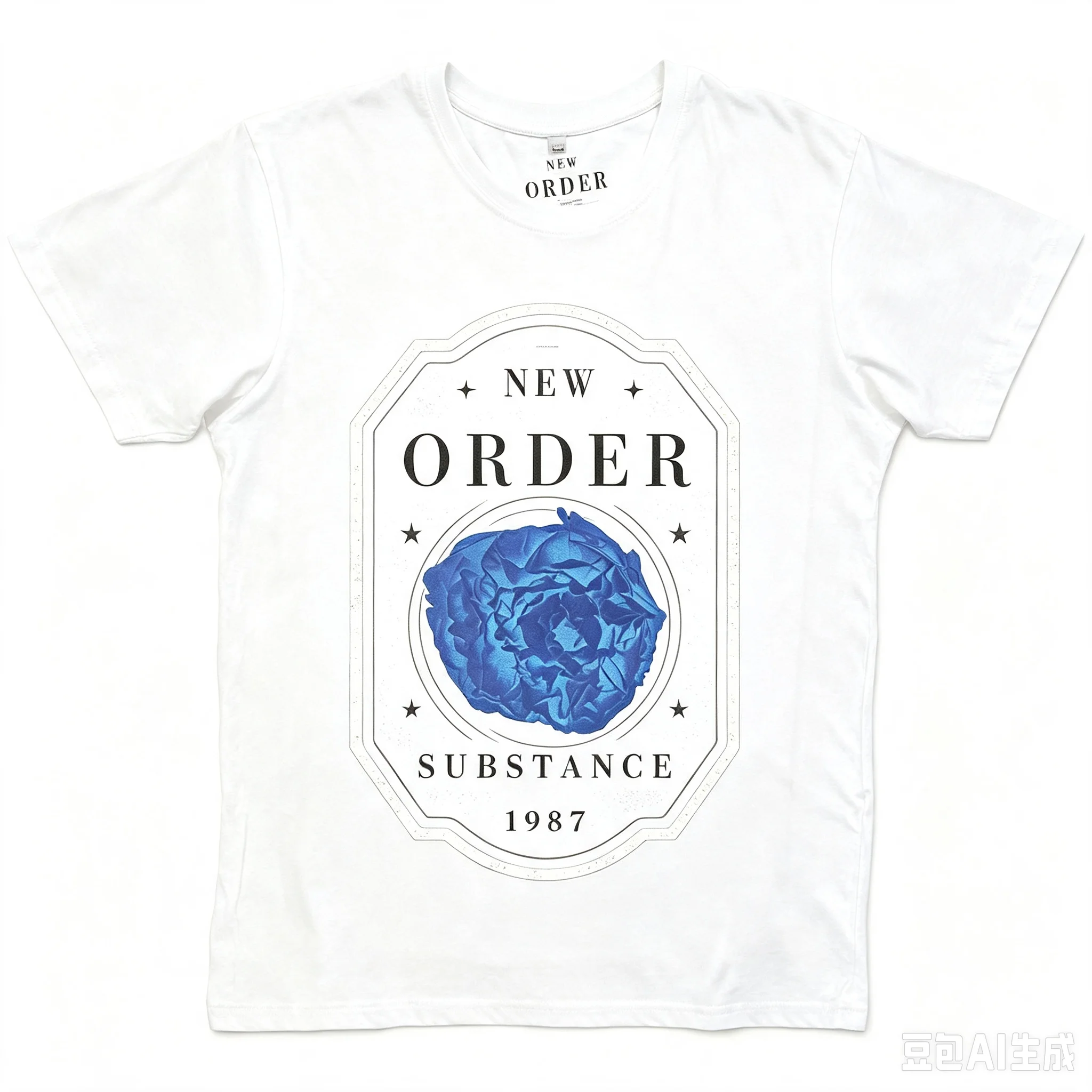 Men Vintage Rock Band Graphic T‑Shirt New Order Substance 1987 Badge Print Casual Short Sleeve Tee