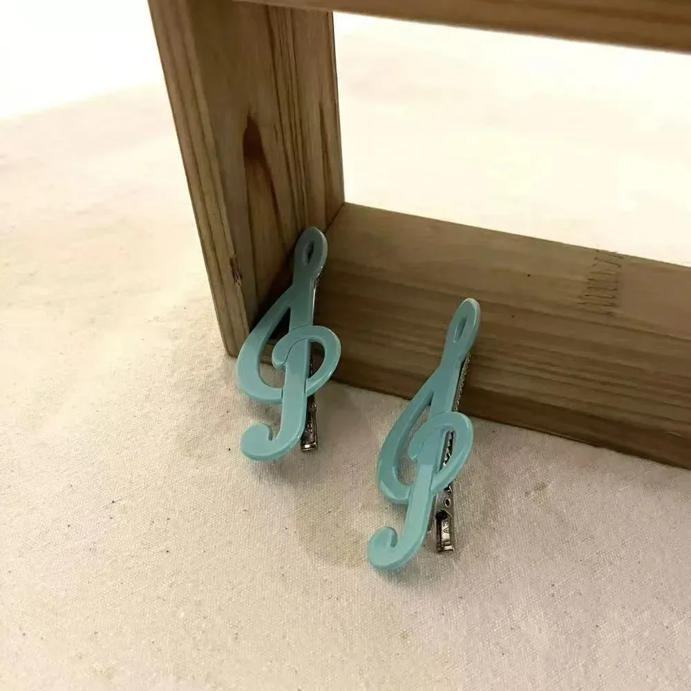 Y2k Style Music Symbol Hair Accessories Vintage Sweet Cute Hair Clip Cyan Fresh Hairpin New Sensea Of Niche Fashion And Art 2025 image 2
