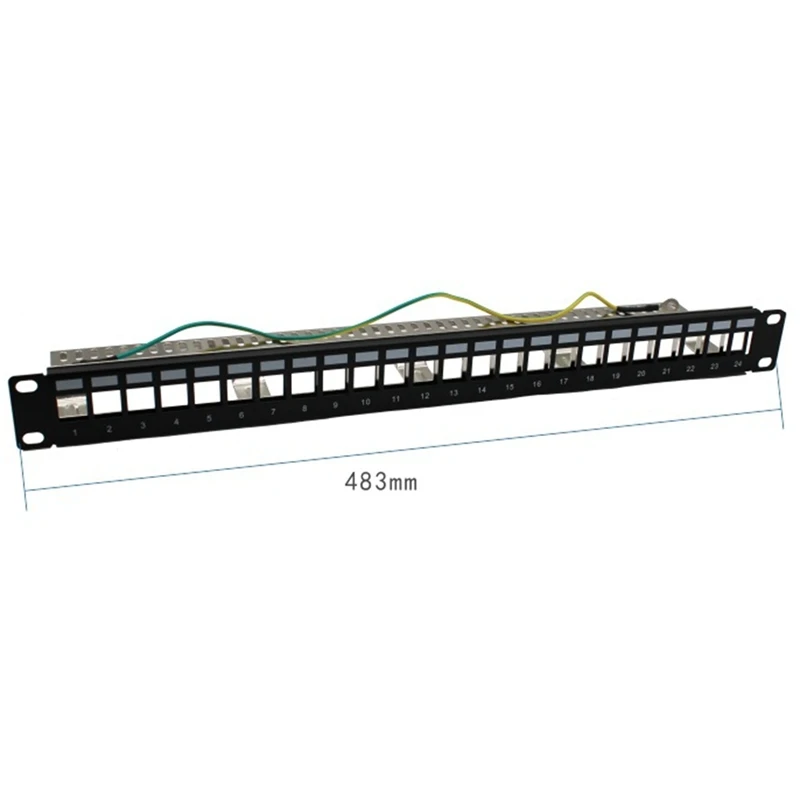 Cat5e Cat6a Cat7 키스톤 이더넷 케이블에 적합한 올 메탈 랙 마운트, 24 포트 RJ45 블랭크 패치 패널, 1U, 19 인치