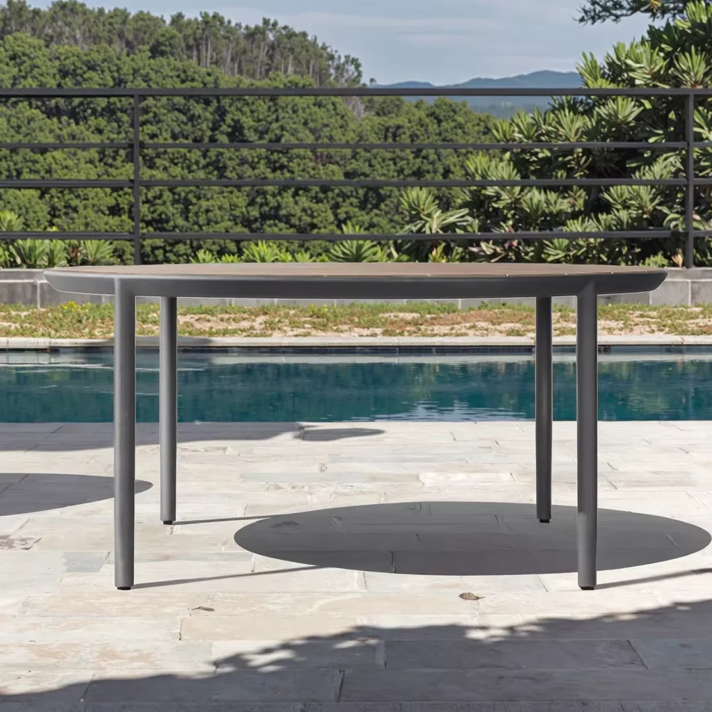 

# Зеленый популярный садовый уличный металлический стол из алюминия круглой формы для обеденной зоны