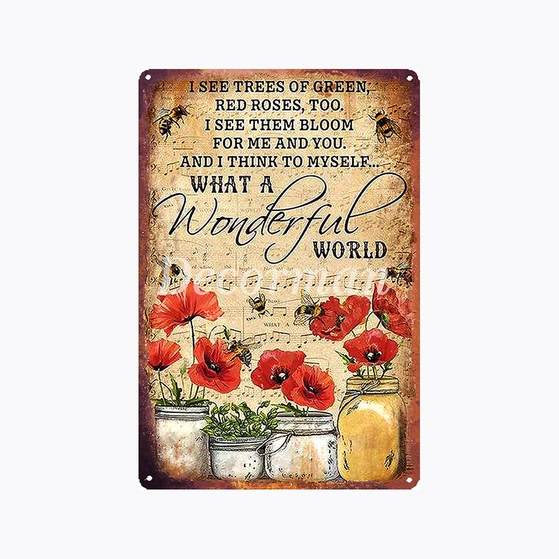 [ Mike86 ]  My Garden Rules Bee And Flower Home Tin Painting Metal Sign Poster Painting Store Pub Decoration D11 20*30 CM