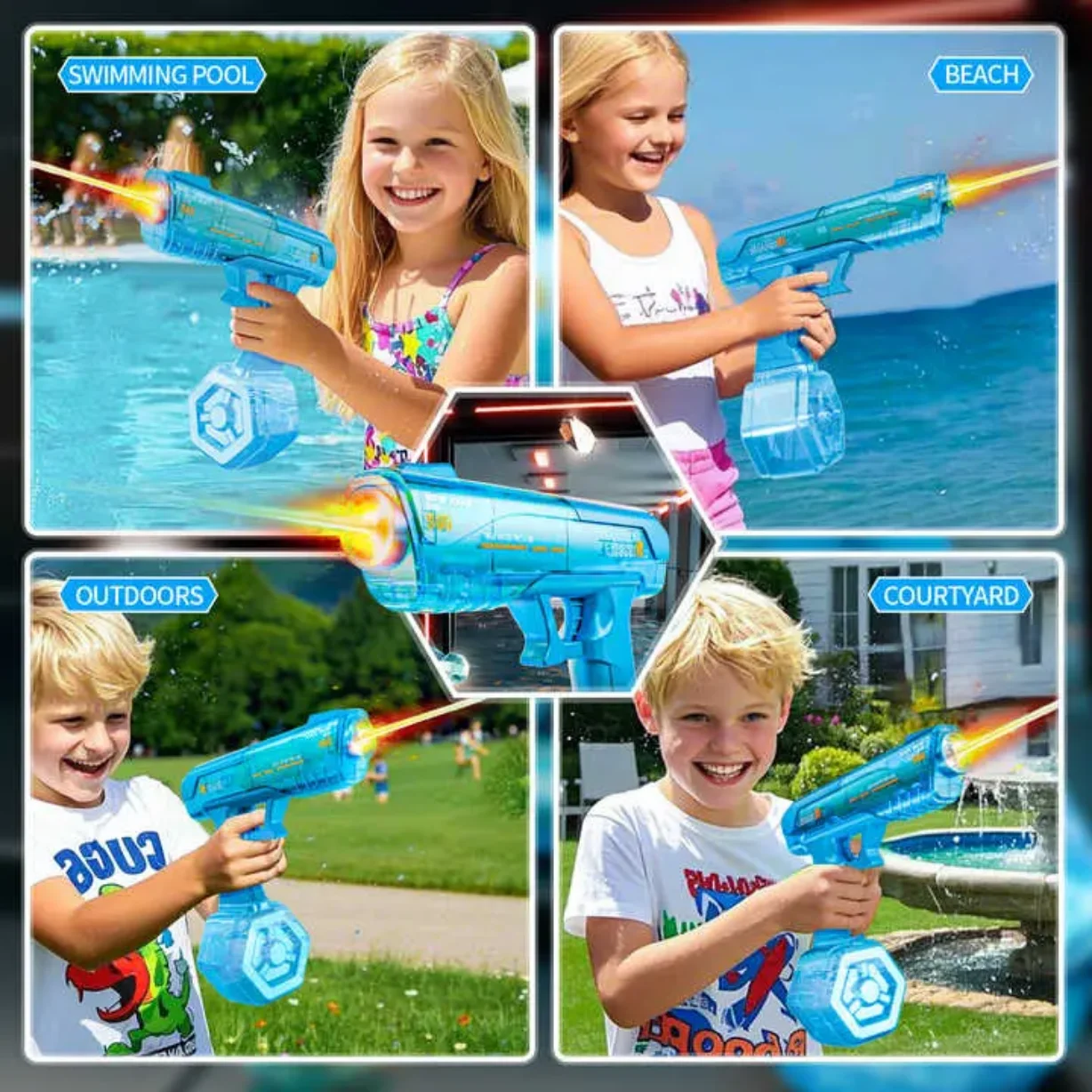 Neue Feuer Elektrische Wasserpistole Spielzeug Große Kapazität Verriegelung Kammer Feuer Explosion Flash Vollautomatische Kontinuierliche Wasserpistole