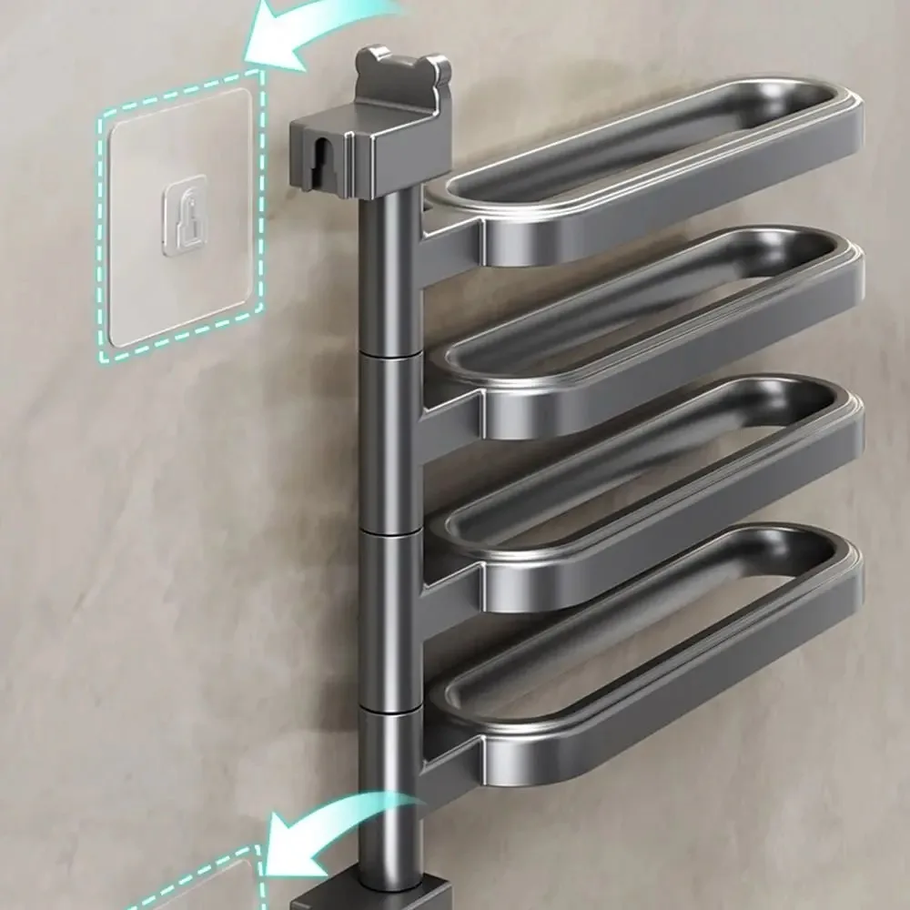 

Plastics Rotating Multi-rod Towel Rack Towel Rack Wall Mounted Shower Towel Rack Multi-layer Rotatable Multi-Bar Towel Rack