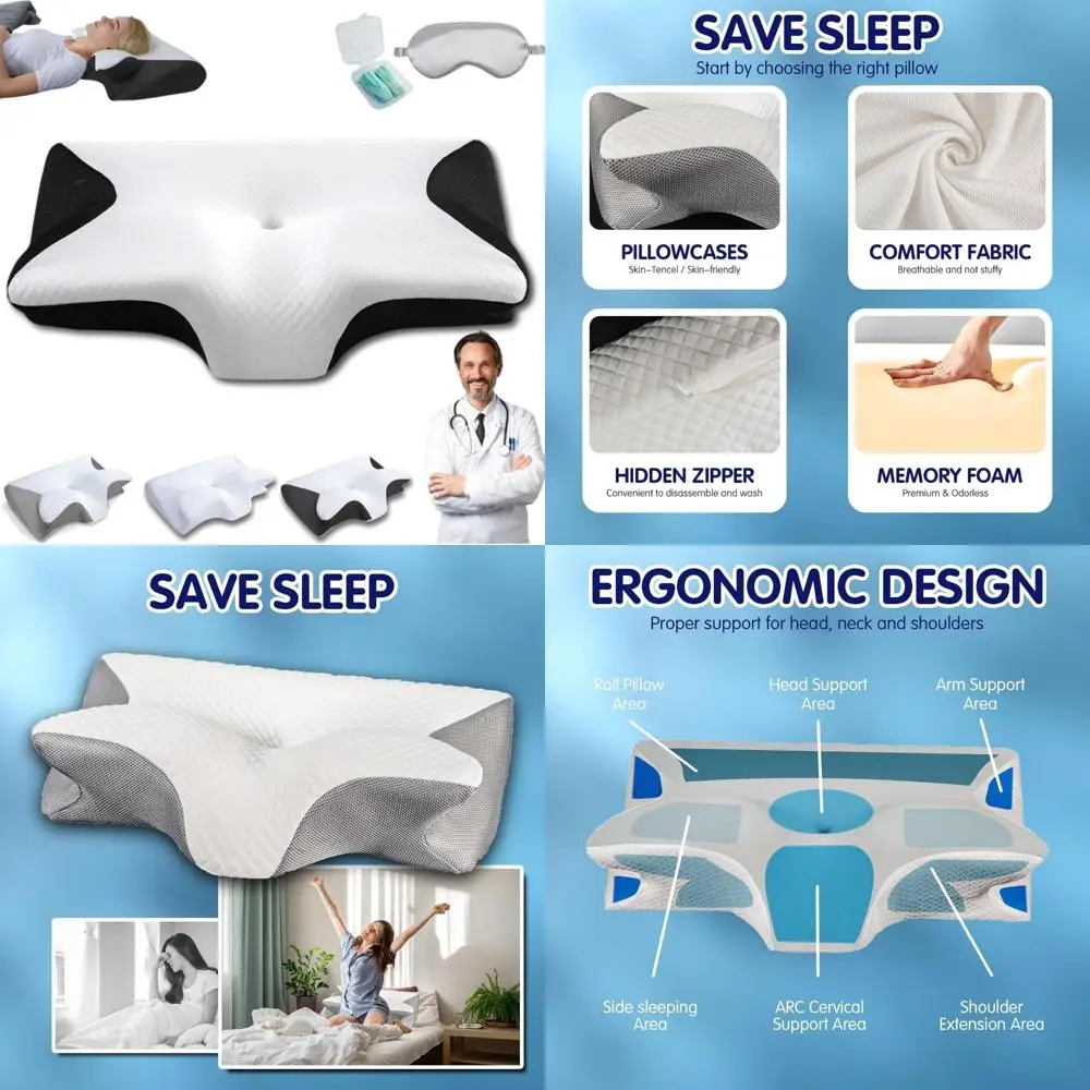 

Эргономичная подушка для шеи — улучшенная модель 2025 года для поддержки шеи и удобных позиций сна