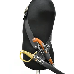 Musketeer Pirate Shoulder Belt Cutlass Flintlock Holster Adjustable Sword Holder Scabbard PU Leather Strap Cosplay Costume Props