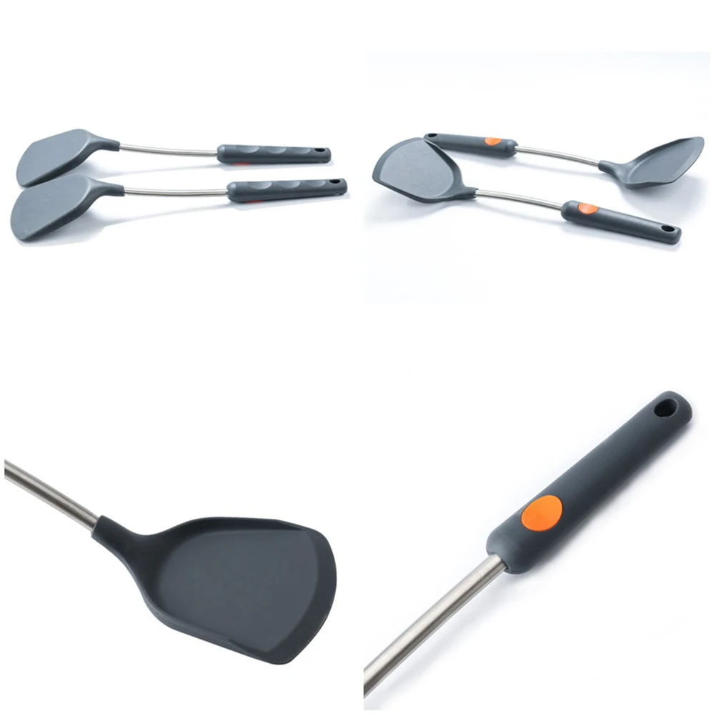 

Silicone Spatula Stainless Steel Silicone Spatula Utensils Flexible Food Grade Safe Stainless Steel Pot Pan Frying Tool Storage