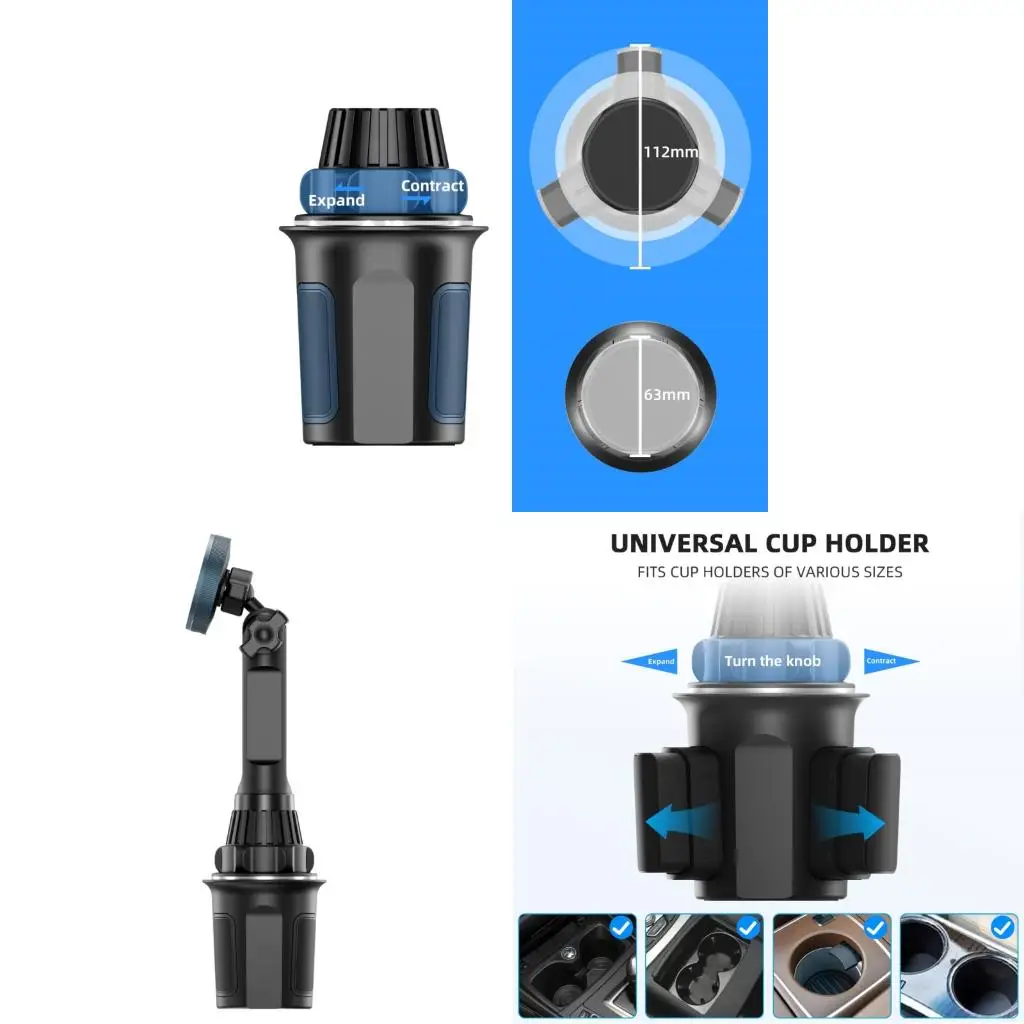  Flexible Car Cup Holder Mount With 15W Wireless Chargers Easy Installation Holder Bracket For Phone 12 13 14 15 16 17