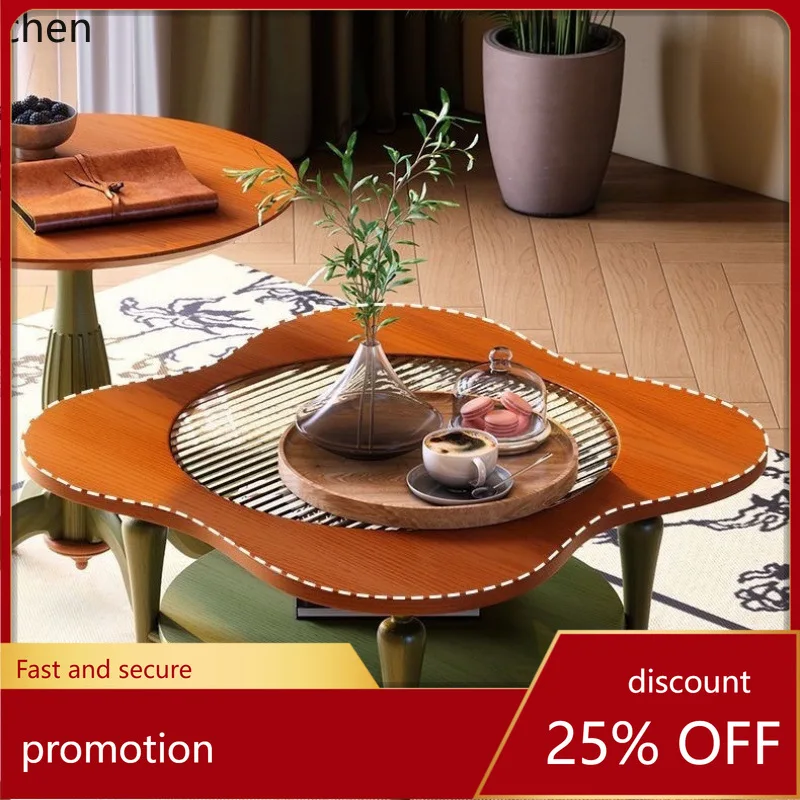 

ZML Solid Wood Combination Coffee Table for Home Retro Simple Small Apartment Modern Living Room Tea Table