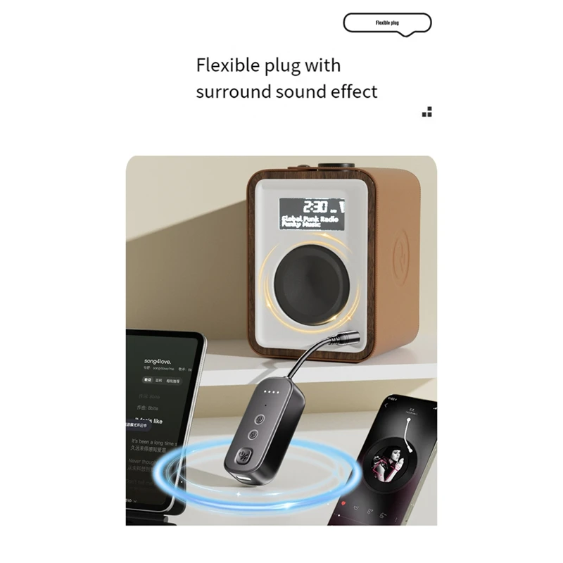 Bluetooth 5.3 Audio Transmitter Receiver 3.5MM AUX Hifi Stereo Music Wireless Adapters with Mic for Car Airplane TV-A27R