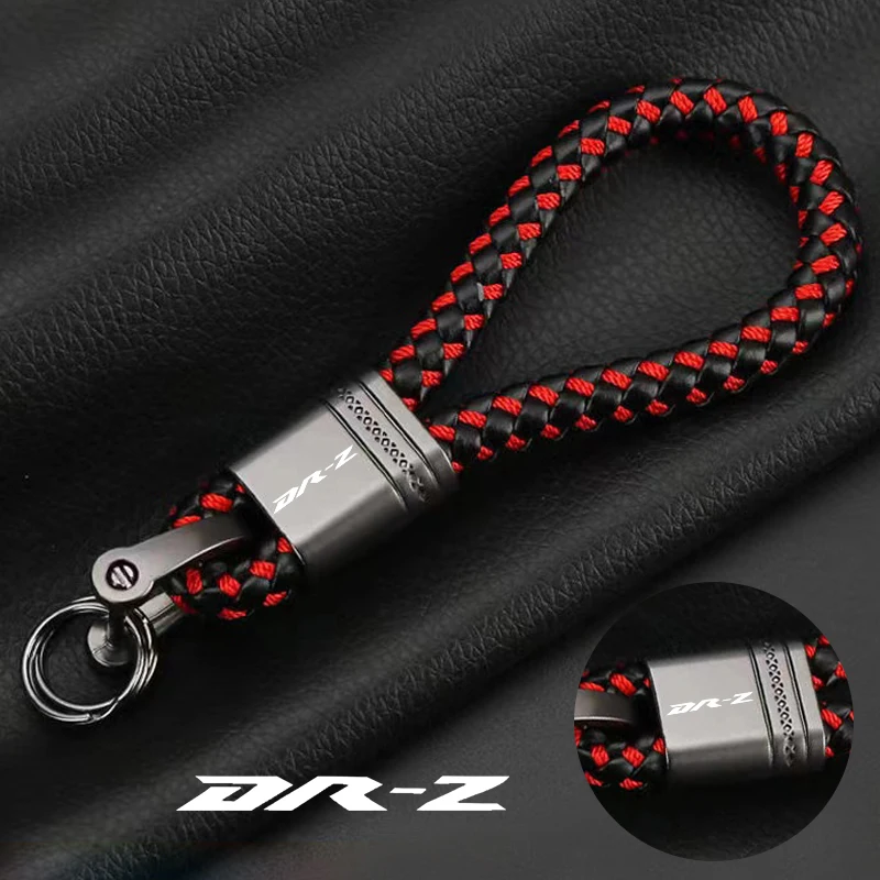 

For SUZUKI DRZ 400 SM 2005-2021 DRZ400SM DR-Z 400 Accessories Custom Logo Motorcycle Hand Woven Leather Keychain Metal Keyring